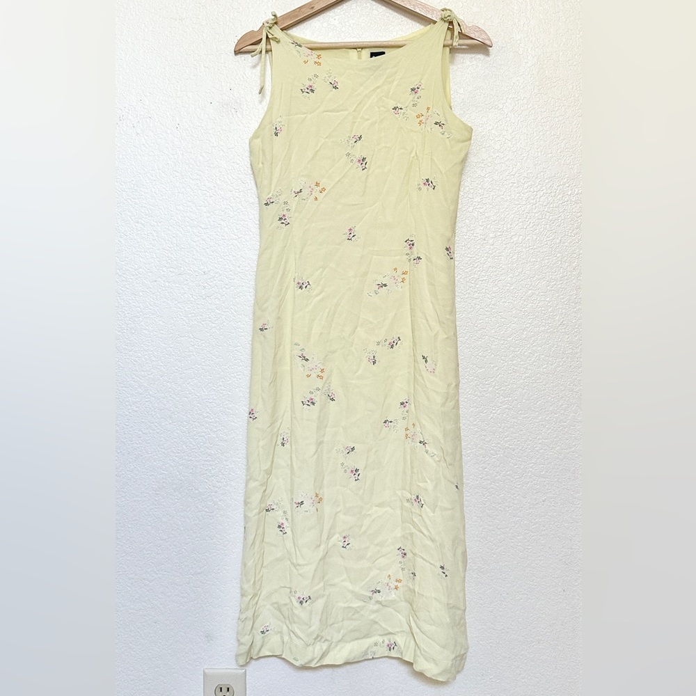 GAP Yellow Womens Floral Shift Dress Sleeveless Spring Summer MIDI Dress